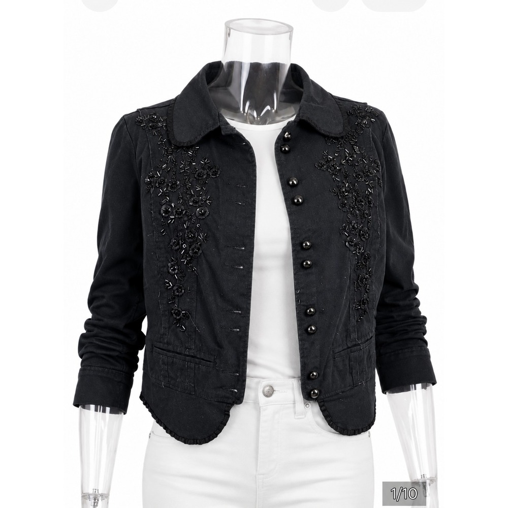 Venezia beaded black coat SKUW104
